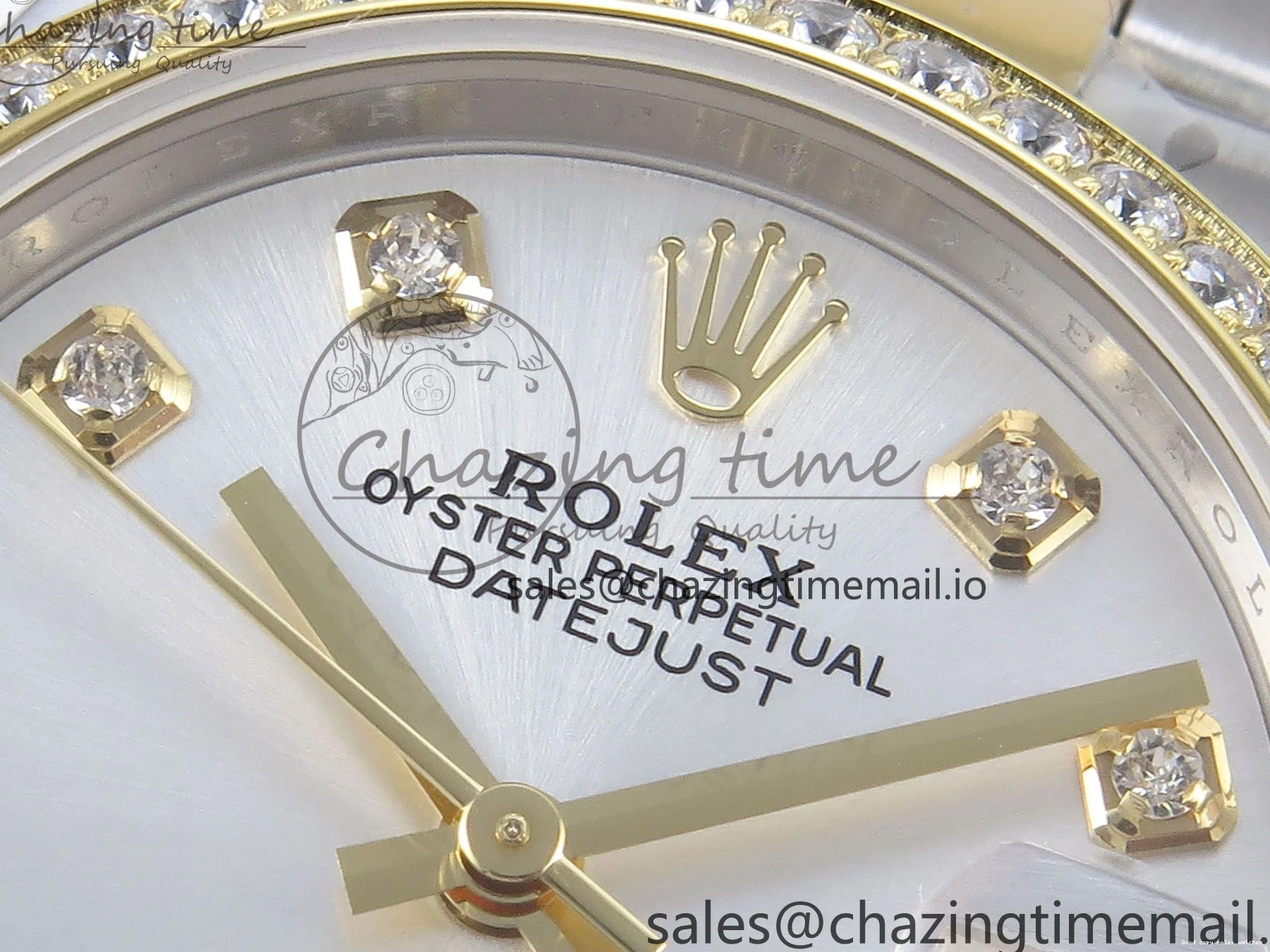 Rolex copies cheap SS 402 ETA YG Bracelet Steel 904L 1:1 ARF Silver OdorResistant 278383RBR Best DateJust Bezel Dial Diamonds 31 on Oyster Edition Diamonds 1103